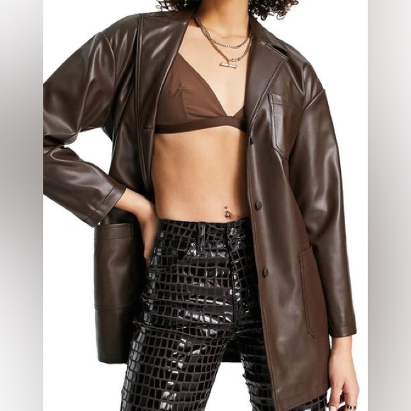 Topshop Jackets & Blazers - Topshop Women's Brown Jacket